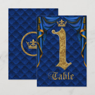 Königlich Blau Goldene Krone Hochzeit Tisch Nummer Einladung