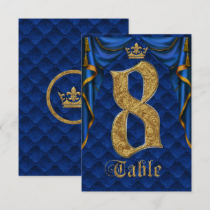 Königlich Blau Goldene Krone Hochzeit Tischnummer 