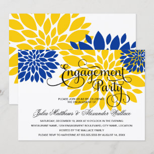 Königlich Blau Goldener Blumen-Engagement-Party Einladung