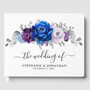 Königlich Blau Lila Navy Flieder Blüten Hochzeit Gästebuch