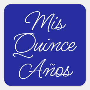 Königlich Blau Weiße Moderne Schrift Mis Quince An Quadratischer Aufkleber
