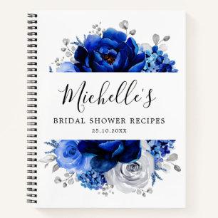 Königlich Blau Weiße Silber Metallische Hochzeitsd Notizbuch