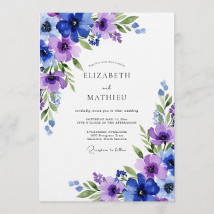 Königlich Blaue Ätherische Flora Hochzeit Einladung