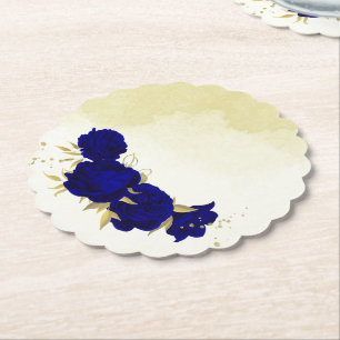 Königlich blaue Blüten - Blätter Hochzeit Untersetzer