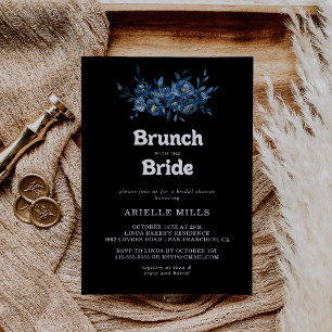 Königlich blaue florale Brunch-Party mit der Braut Einladung