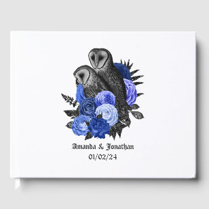 Königlich Blaue Florale Eulen Gothic Hochzeit Gästebuch