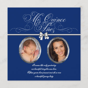 Königlich blaue Foto-Quinceanera-Einladungen Einladung
