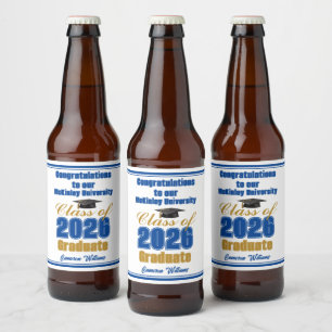 Königlich blaue Gold-Abschlussfeier der Klasse 202 Bierflaschenetikett