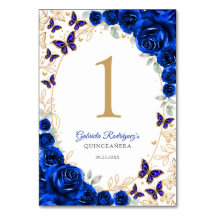 Königlich Blaue Goldene Florale Quinceanera