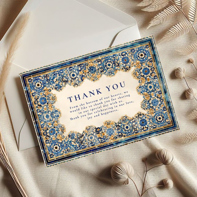 Königlich blaue islamische Hochzeit Dankeskarte (Von Creator hochgeladen)