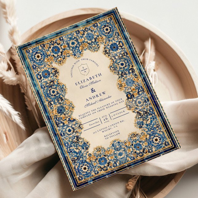 Königlich Blaue Islamische Hochzeit Einladung (Von Creator hochgeladen)