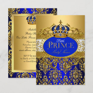 Königlich blaue kleine Prinzenkrone Baby Shower sm Einladung