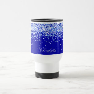 Königlich-blaue Konfetti-Namensschrift Reisebecher