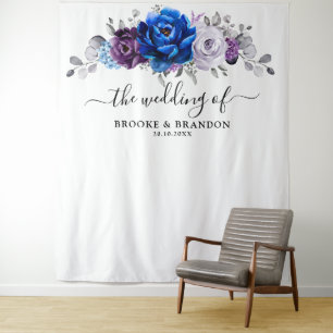 Königlich Blaue Lila Flieder Blüten Hochzeitskulis Wandteppich
