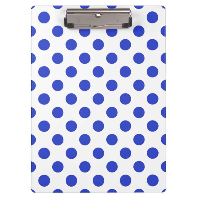 Königlich blaue Polka-Punkte Klemmbrett (Vorderseite)