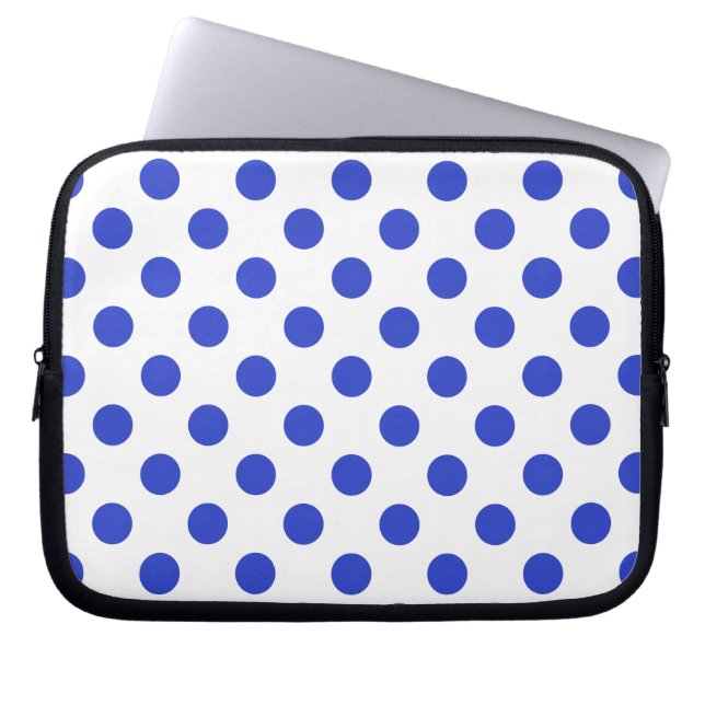 Königlich blaue Polka-Punkte Laptopschutzhülle (Vorderseite)