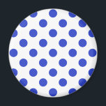 Königlich blaue Polka-Punkte Magnet<br><div class="desc">Royal Blue Polka Punkte auf weißem Hintergrund</div>