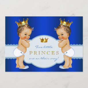 Königlich blaue Prinz-Zwilling Jungen-Baby-Party Einladung