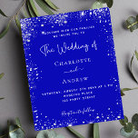 Königlich blaue QR UAWG Hochzeit Flyer<br><div class="desc">Bitte beachten Sie, dass diese Einladung auf Flyer Papier und sehr dünn ist. Umschläge sind nicht enthalten. Für dickere Einladungen (gleiche Gestaltung) besuchen Sie bitte unseren Shop. Ein königsblauer Hintergrund, mit Imitaten verziert, silberner Glitzer Staub. Personalisieren Sie Ihre Namen und Details und fügen Sie diese hinzu. Zurück: Fügen Sie Ihre...</div>