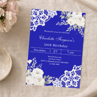 Königlich-blaue Rosen feiern Geburtstag Einladung