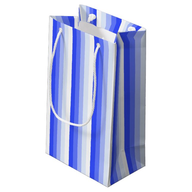 Königlich blaue Schattenstreifen Kleine Geschenktüte (Rückseite Schrägansicht)