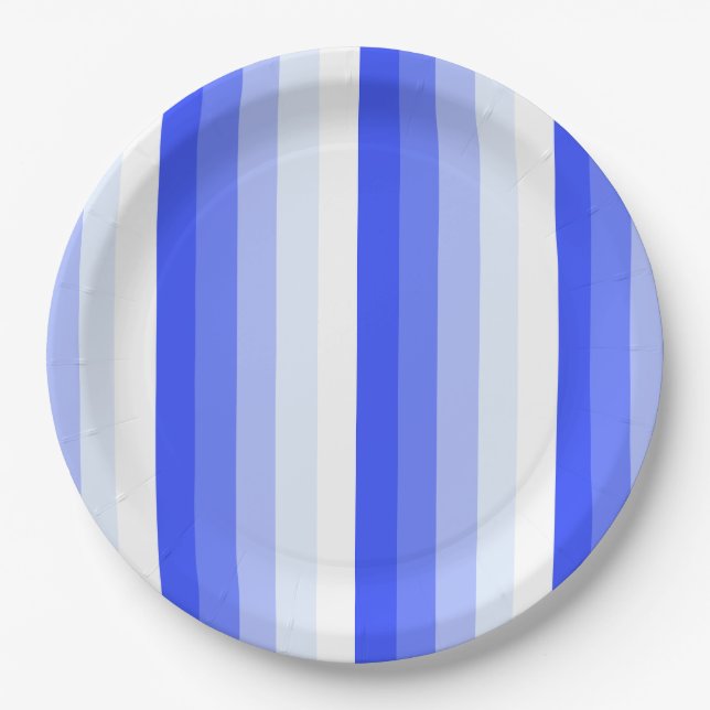 Königlich blaue Schattenstreifen Pappteller (Vorderseite)