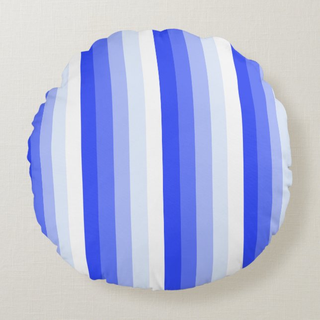 Königlich blaue Schattenstreifen Rundes Kissen (Vorderseite)