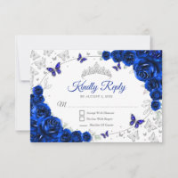 Königlich Blaue Silber Blumen Quinceanera Antwort