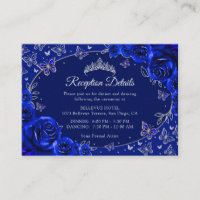 Königlich Blaue Silber-Quinceanera-Empfangsdetails