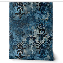 Königlich blaue, trendige Design Damast Luxus-Orna Tapete