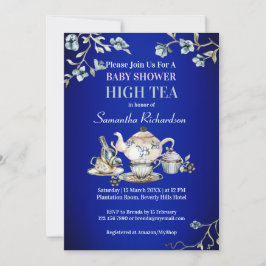 Königlich blauer Vintager, rustikaler Wasserfarben Einladung