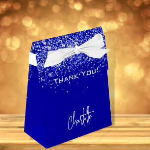 Königlich blaues Glitter Funkeln Name Danke Geschenkschachtel