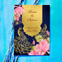 Königlich blaues Pfau Rosa Lotus Indische Hochzeit