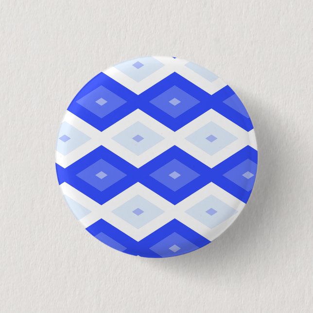 Königlich blaues Rautenmuster Button (Vorderseite)
