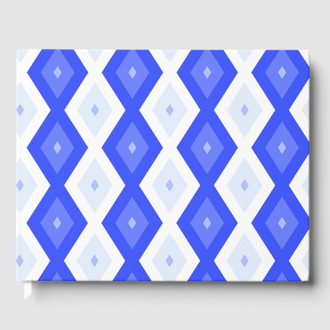 Königlich blaues Rautenmuster Gästebuch (Vorderseite)