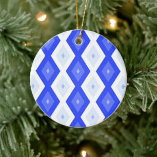 Königlich blaues Rautenmuster Keramik Ornament