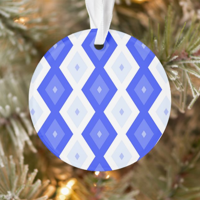 Königlich blaues Rautenmuster Ornament (Baum)