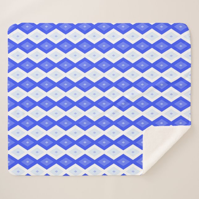 Königlich blaues Rautenmuster Sherpadecke (Vorderseite (Horizontal))