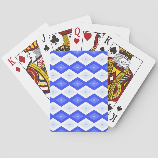 Königlich blaues Rautenmuster Spielkarten (Rückseite)