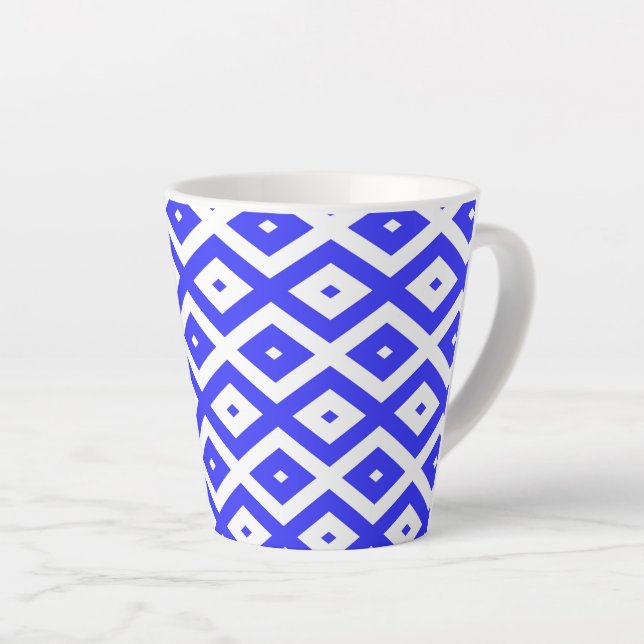 Königlich blaues und weißes Rautenmuster Milchtasse (Rechte Ecke)