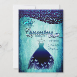Königlich blaues Vintages Kleid Damask tiara Quinc Einladung
