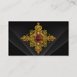 Königlich Eleganter Goldreicher Rot-Schwarzer Verz Visitenkarte