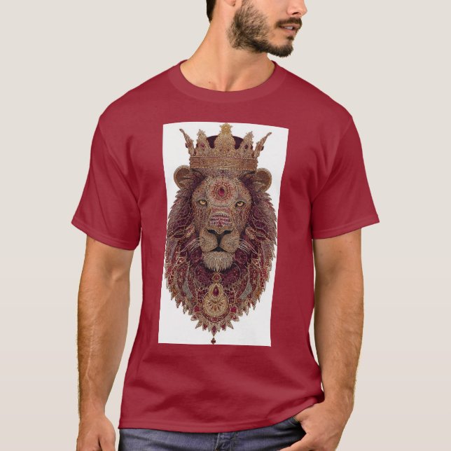 Königlich gekrönte Löwenkunst T-Shirt (Vorderseite)
