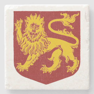 Königlich Goldener Löwe Heraldik Roter Schild Steinuntersetzer