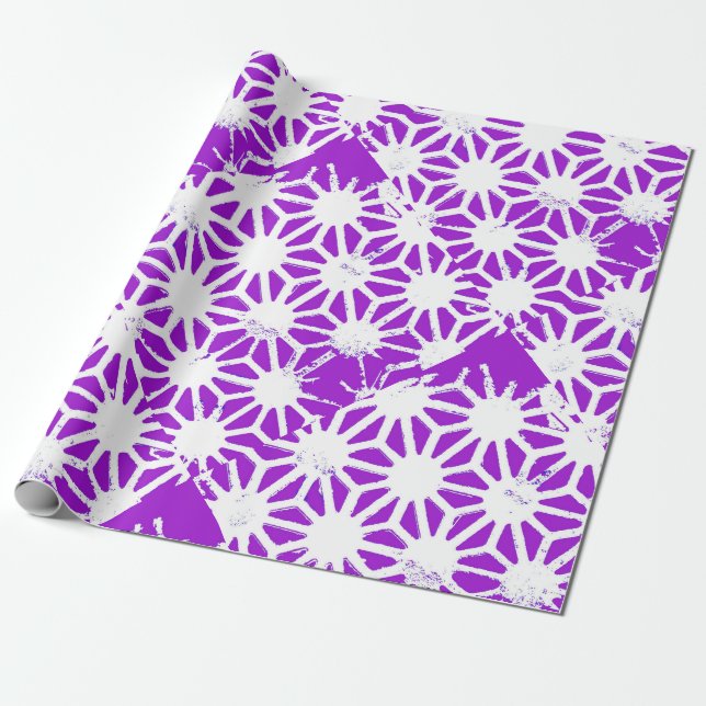 Königlich lila geometrisches Muster Geschenkpapier (Ungerollt)