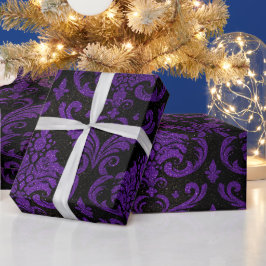 Königlich Lila Metallisch Schwarzes Glitter-Muster Geschenkpapier