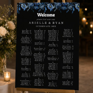 Königlich Marine Blaues Blumenschriftliches Sitzor Poster