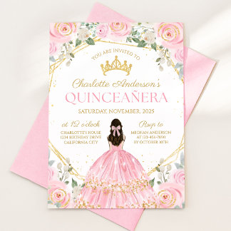 Königlich Rosa Quinceañera Mis Quince Einladung