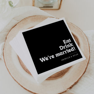 Königlich Schwarz Essen Trinken Wir sind verheirat Serviette