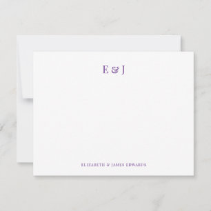 Königlich Violette Elegante Paaranfangsbuchstaben  Mitteilungskarte